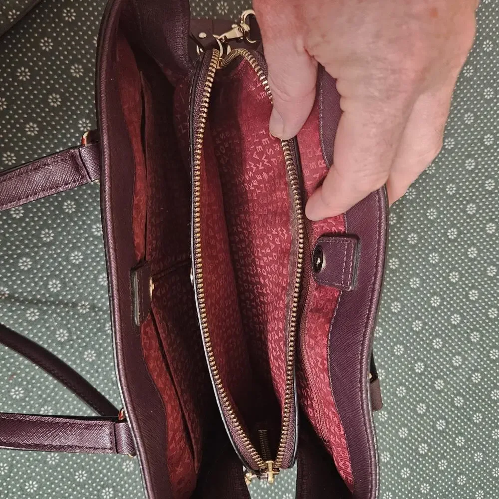 KATE SPADE Laurel Way Evangelie‎ MOHAGANY Convertible Satchel Tote SEE VIDEO